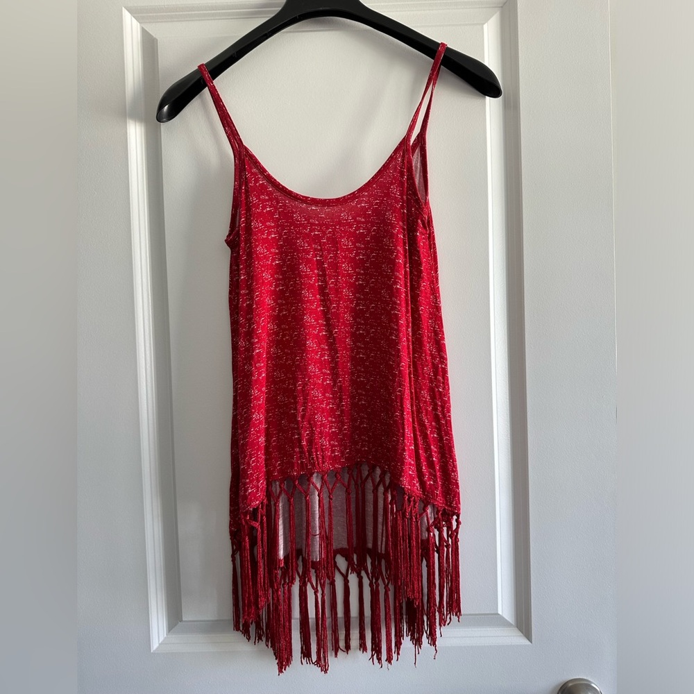 Red long tassel top size small